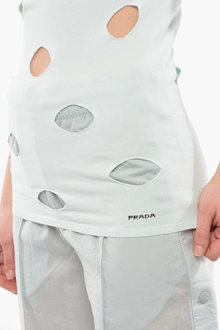 Maglia Girocollo in Misto Viscosa con Buchi Allover
