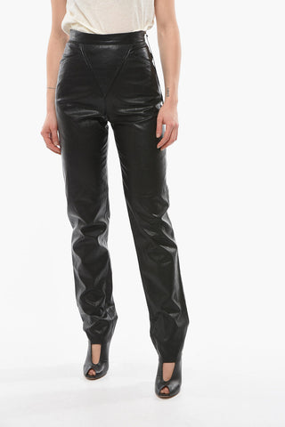 Pantaloni COTE  A COTE In Ecopelle a Vita Alta con Zip Laterale Doarata