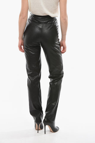 Pantaloni COTE  A COTE In Ecopelle a Vita Alta con Zip Laterale Doarata
