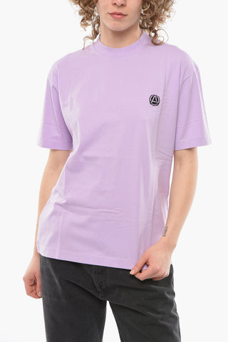 Crew-neck T-shirt with Contrasting Logoed Embroidery