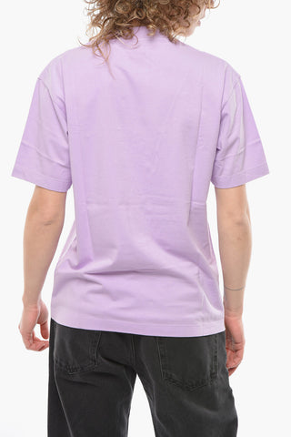 Crew-neck T-shirt with Contrasting Logoed Embroidery