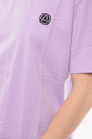 Crew-neck T-shirt with Contrasting Logoed Embroidery