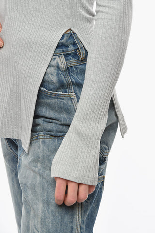 Ribbed Turtleneck Sweather with Hidden Zipped Fastening and Slits