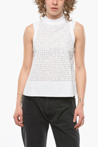 Monogram-embroidered Tank Top with Logoed Bands Detailing