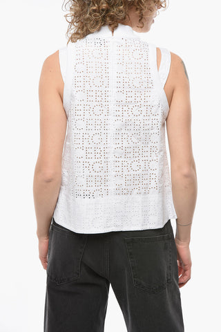 Monogram-embroidered Tank Top with Logoed Bands Detailing