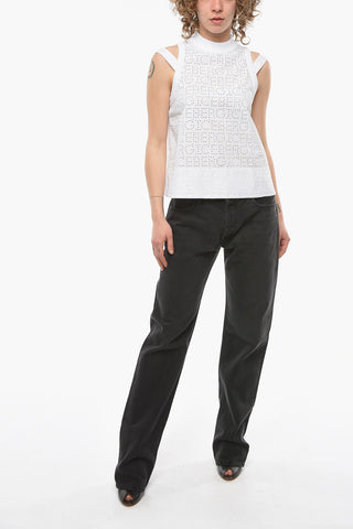 Monogram-embroidered Tank Top with Logoed Bands Detailing