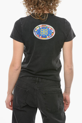 Crew-neck T-shirt with Multicolored Logo Print