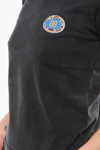 Crew-neck T-shirt with Multicolored Logo Print