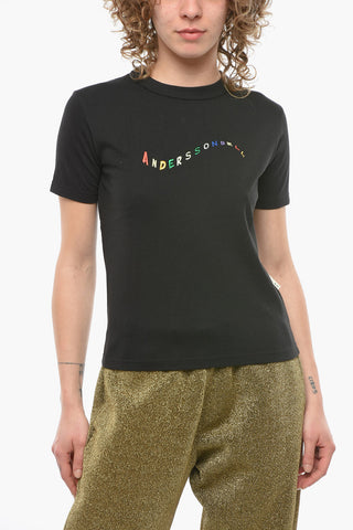 Crewneck FLOW T-shirt with Embroidered Logo