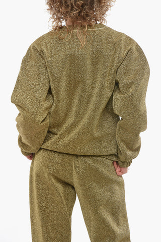 Lurex Crew-neck Sweatshirt with Elasticated Waistband