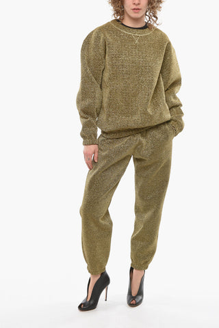 Lurex Crew-neck Sweatshirt with Elasticated Waistband