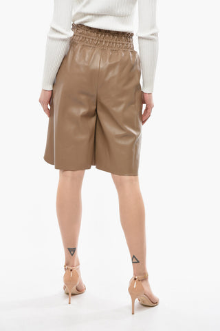 High-waisted Cowhide AMIENS Shorts with Elasticated Waistband
