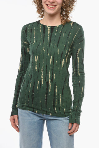 Long-sleeve T-shirt with Tie-dye Pattern Allover
