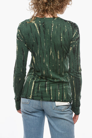 Long-sleeve T-shirt with Tie-dye Pattern Allover