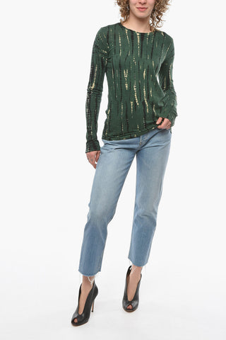 Long-sleeve T-shirt with Tie-dye Pattern Allover