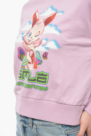 Crew-neck Sweatshirt with SMILE BUNNY Print and Ribbed Edges