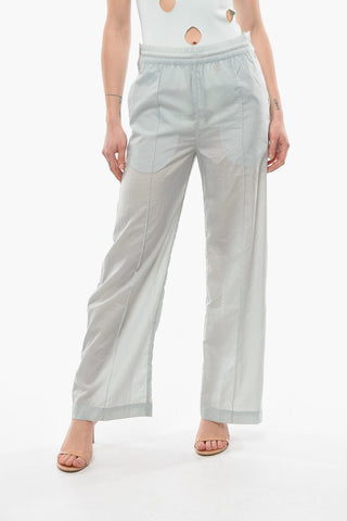 VICTORIA BECKHAM Nylon Wide Leg Pants With Logoed Side Buttons
