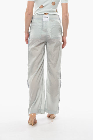 VICTORIA BECKHAM Nylon Wide Leg Pants With Logoed Side Buttons