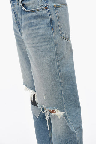 Light-washed MEDIUM RAF Crop Denims with Distressed Detailings