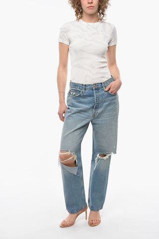 Light-washed MEDIUM RAF Crop Denims with Distressed Detailings