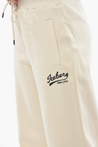 Pantaloni Jogger Wide Leg con Logo Ricamato