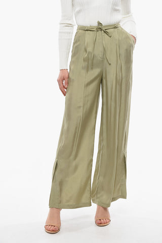 Wide Leg TANDIN Pants with Ankle Split and Belt