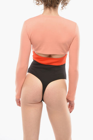 WHITE LABEL Colorblock Jersey Bodysuit with Rear Cut-out