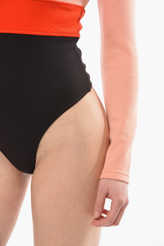 WHITE LABEL Colorblock Jersey Bodysuit with Rear Cut-out