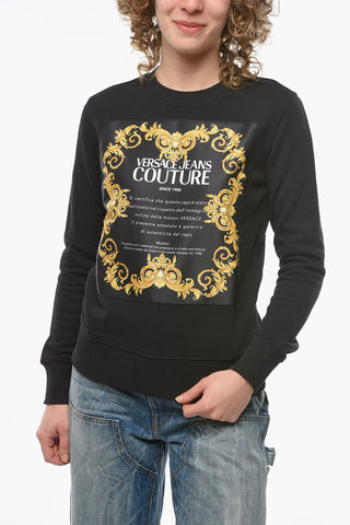 Felpa Girocollo Con Patch In Cotone Garzato
