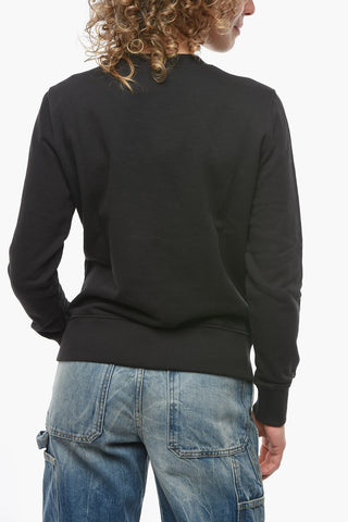 Felpa Girocollo Con Patch In Cotone Garzato
