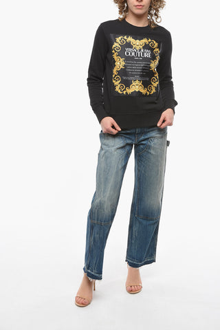 Felpa Girocollo Con Patch In Cotone Garzato