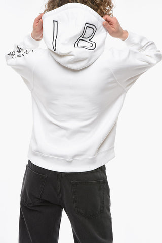 Felpa Hoodie con Logo Lettering in Rilievo