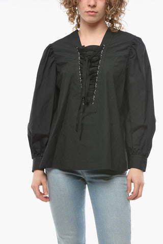 NOIR KEI NINOMIYA Blusa in Cotone con Doppio Dettaglio Lace-up