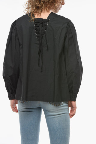 NOIR KEI NINOMIYA Blusa in Cotone con Doppio Dettaglio Lace-up