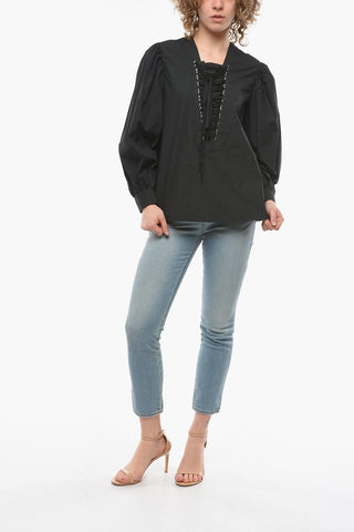NOIR KEI NINOMIYA Blusa in Cotone con Doppio Dettaglio Lace-up
