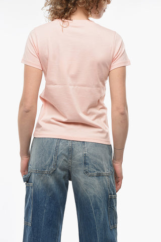 SEE Crew-neck T-shirt with Lettering and Glitter