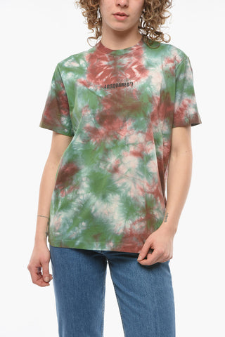 Smoke-fitting Tye-dye T-shirt with Logo Print