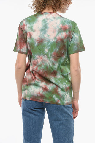 Smoke-fitting Tye-dye T-shirt with Logo Print