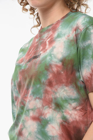 Smoke-fitting Tye-dye T-shirt with Logo Print