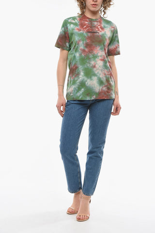 Smoke-fitting Tye-dye T-shirt with Logo Print
