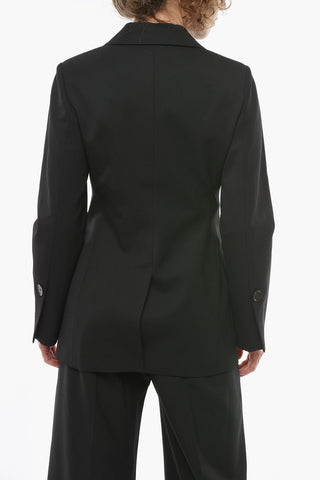 Single-breasted Wool Blazer with Peak Lapel