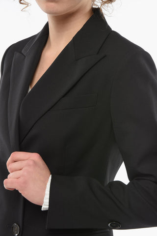 Single-breasted Wool Blazer with Peak Lapel