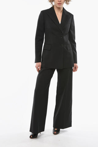 Single-breasted Wool Blazer with Peak Lapel
