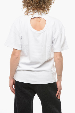 Eco Cotton T-shirt with Back Cut Out and Logoed Embroidery