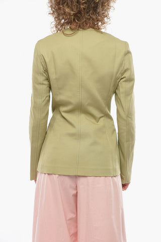 Cotton-canvas Zip-up Jacket with Sweetheart Neckline