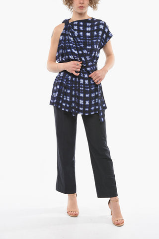 Draped Wrap-around Top with Tye-dye Print
