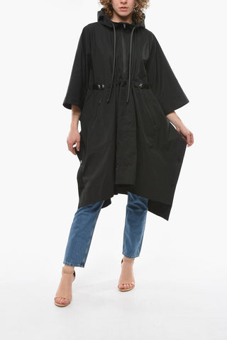 Nylon Oversized Cape with Waist Drawstring