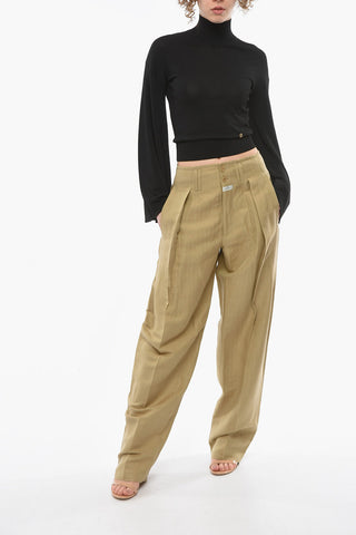 Pantaloni In Misto Lino Con Pinces