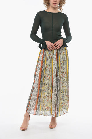 Meshed Rayon Long-sleeved Top