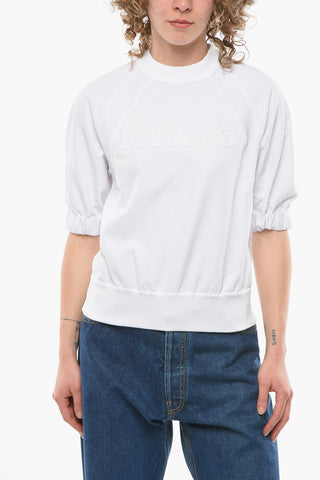 T-shirt in Jersey con Logo in Rilievo